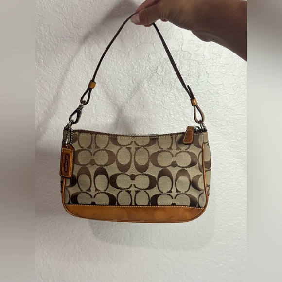 Coach Y2K Signature Tan Leather Demi Mini Shoulder Bag Baguette - Picture 1 of 13